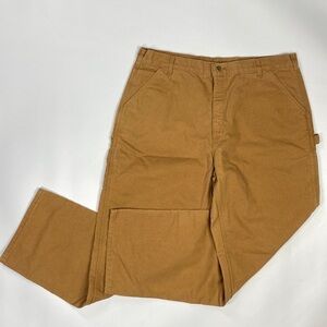 Vintage Carhartt Brown Fleece Lined Duck Canvas Pants B111 BRN 40x32